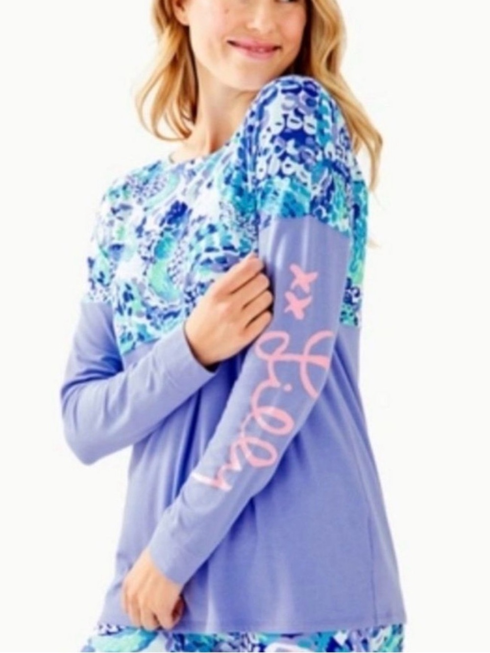 Lilly Pulitzer Finn Top Size Medium Women’s Wild Times Print Blue Pink